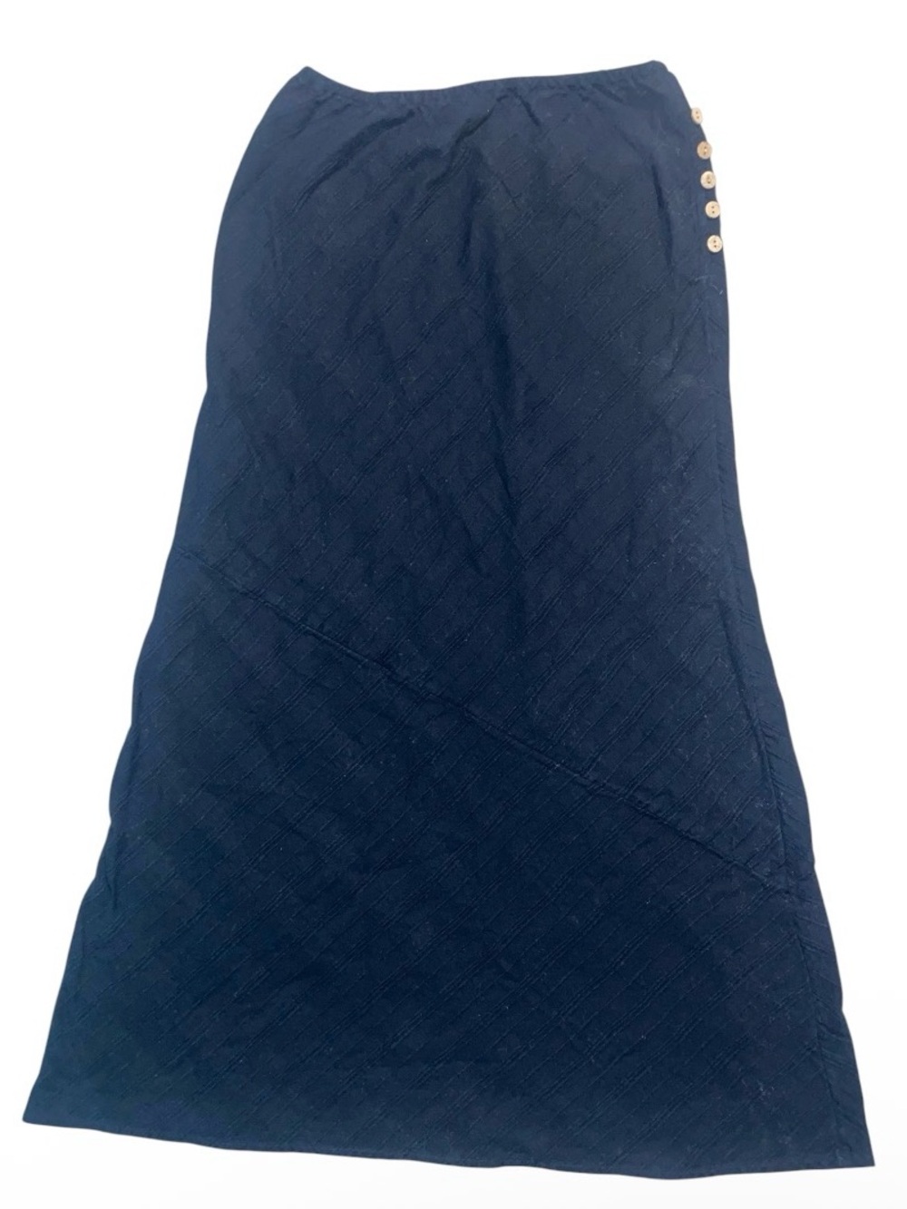Free People Navy Textured A-Line Women's Skirt with Side Button Detail